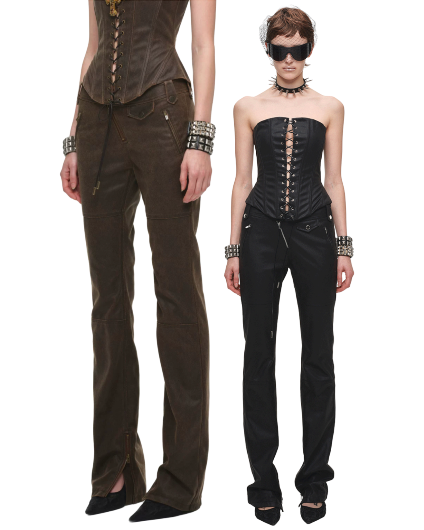 IN STOCK ♱ 1JINN WASHED LEATHER SLIM BOOTCUT TROUSERS ♱ 2colors