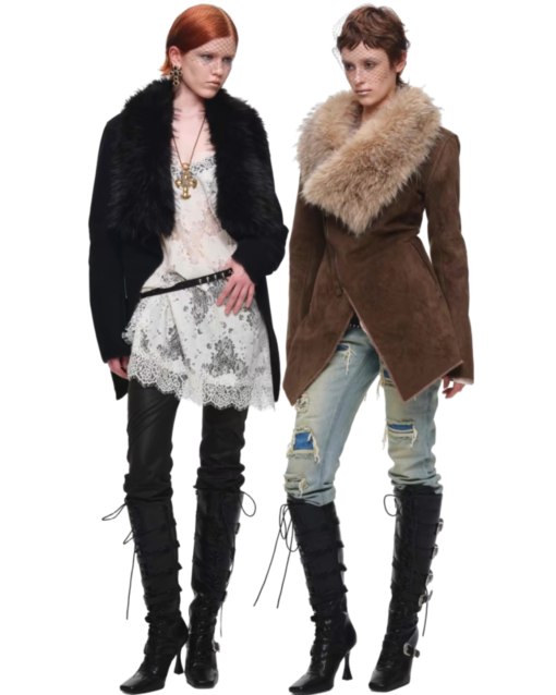 1JINN SUEDE COAT WITH DETACHABLE FAUX FUR COLLAR ♱ 2colors