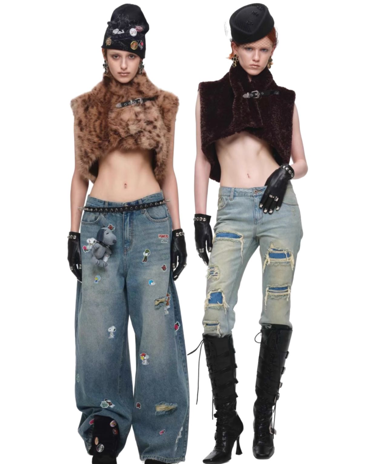 1JINN LEOPARD FAUX FUR CROPPED VEST ♱ 2colors