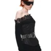 1Jinn Acetate Cashmere Lace Off Shoulder Knit Top 18