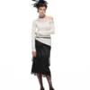 1Jinn Acetate Cashmere Lace Off Shoulder Knit Top 21