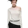 1Jinn Acetate Cashmere Lace Off Shoulder Knit Top 22