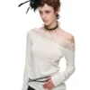 1Jinn Acetate Cashmere Lace Off Shoulder Knit Top 24
