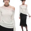 1Jinn Acetate Cashmere Lace Off Shoulder Knit Top 25