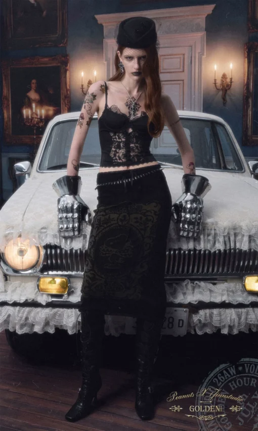 1Jinn Beaded Lace Satin Boned Corset Cami 2