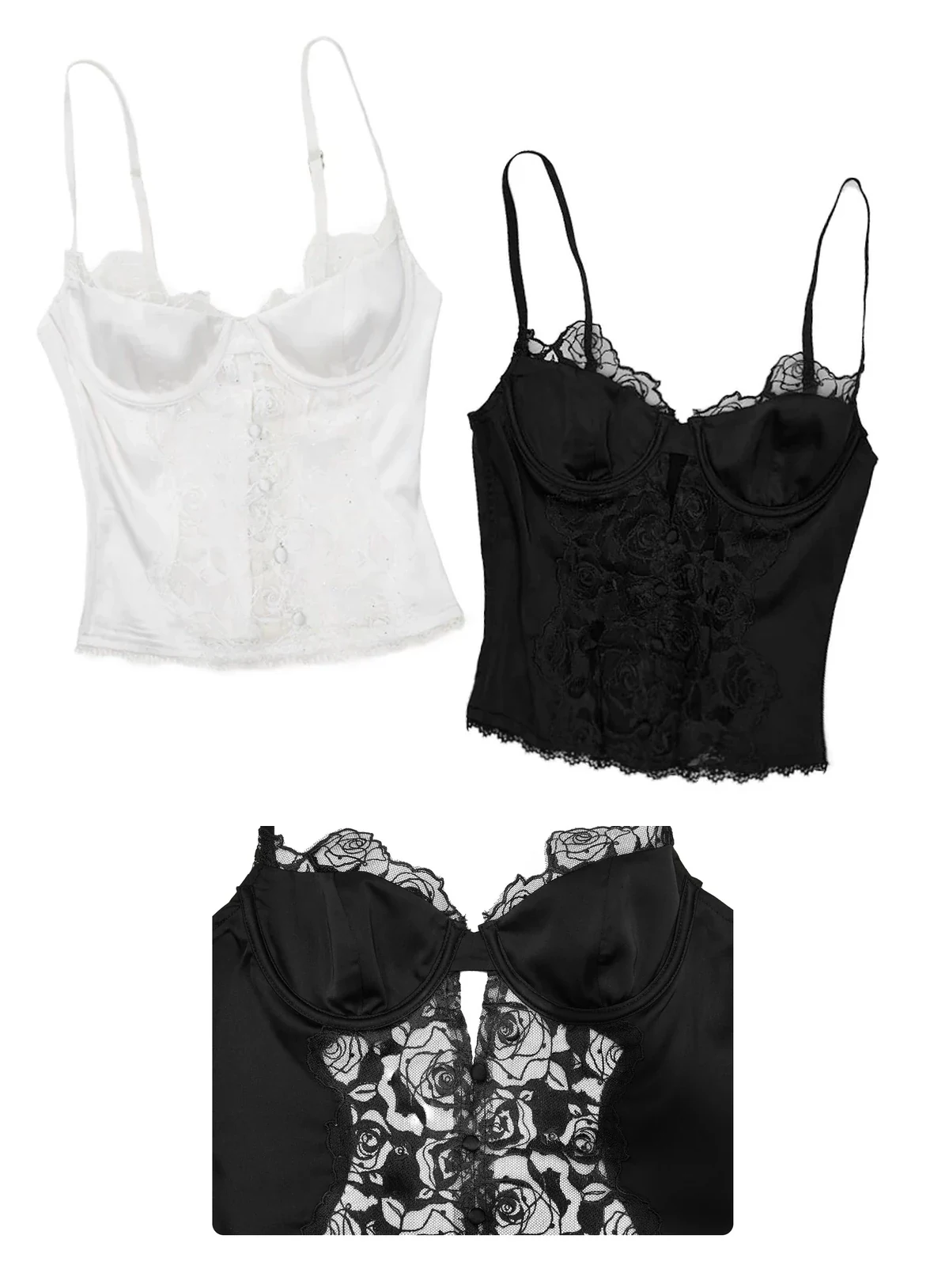 1Jinn Beaded Lace Satin Boned Corset Cami 3