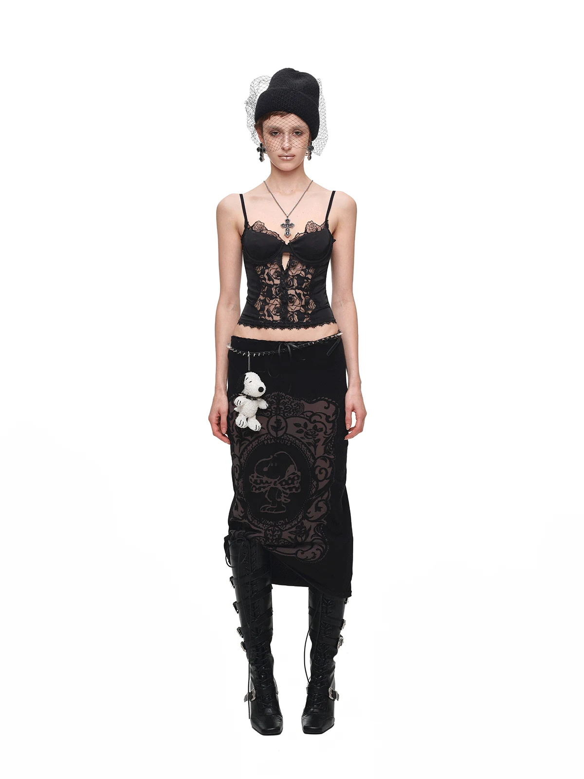1Jinn Beaded Lace Satin Boned Corset Cami 4