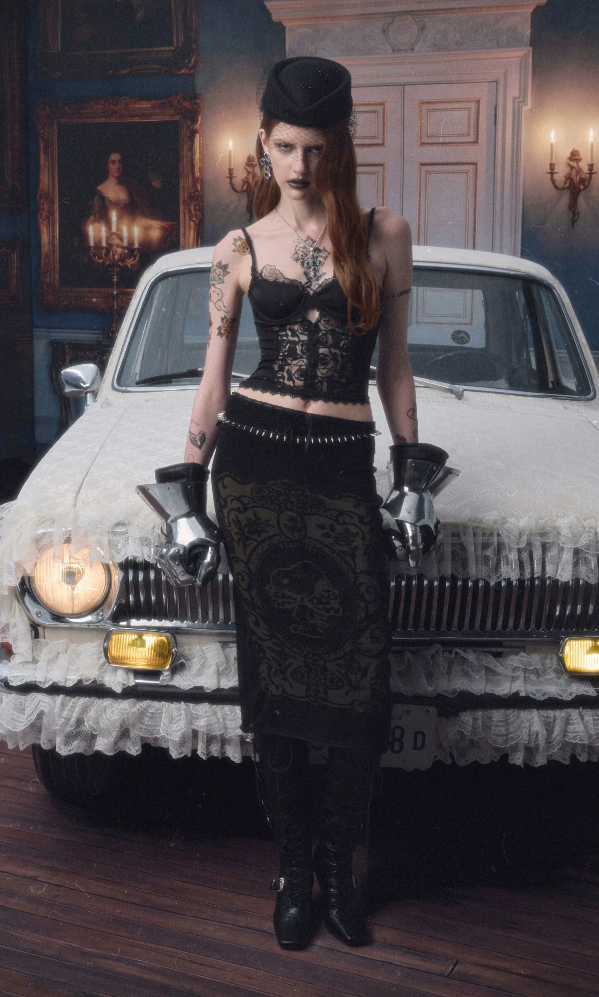 1Jinn Beaded Lace Satin Boned Corset Cami 5