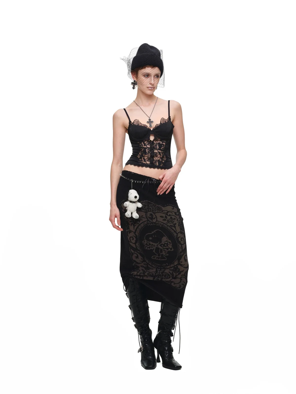 1Jinn Beaded Lace Satin Boned Corset Cami 8