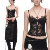 1Jinn Beaded Lace Satin Boned Corset Cami 9