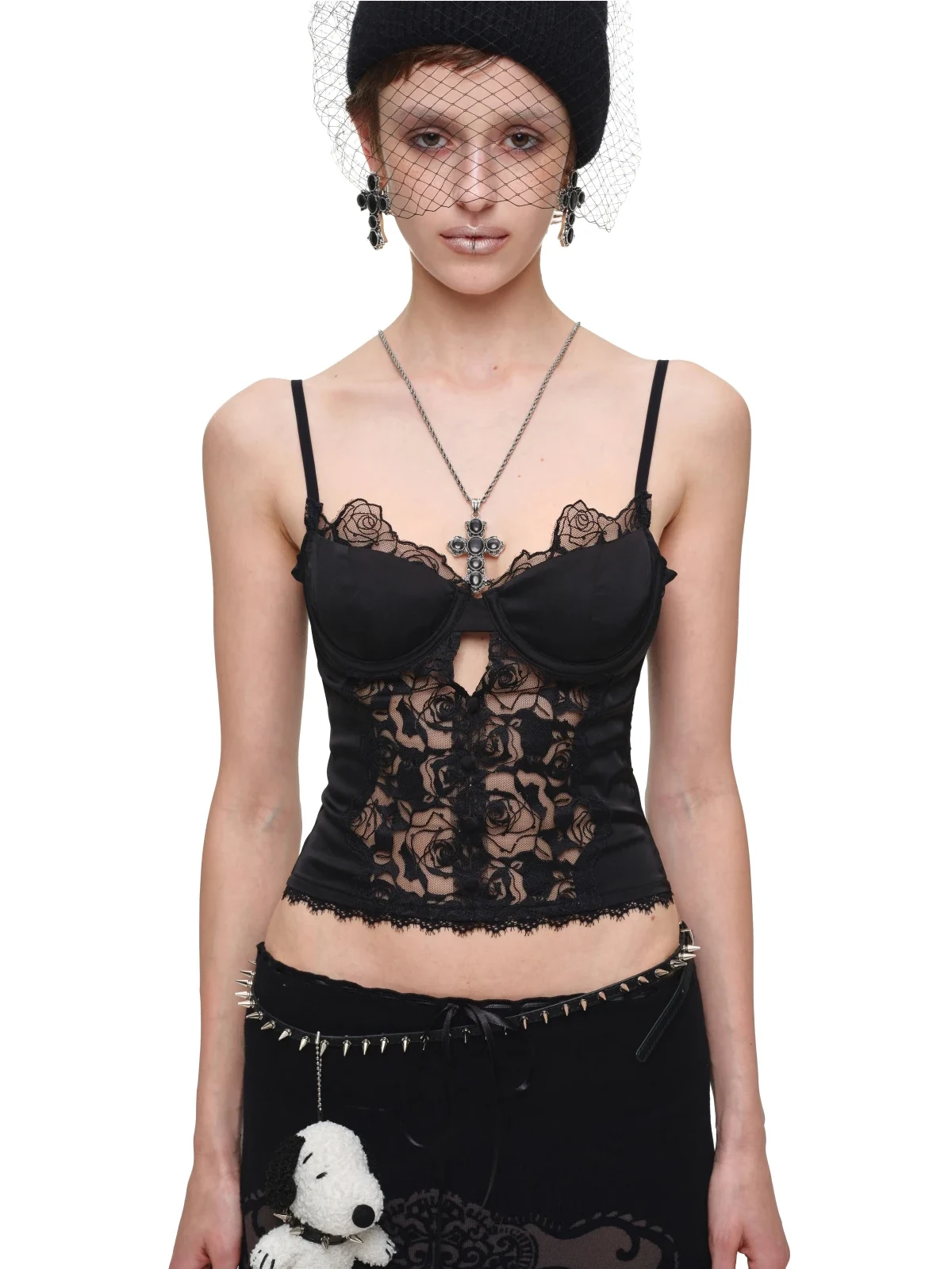 1Jinn Beaded Lace Satin Boned Corset Cami 11