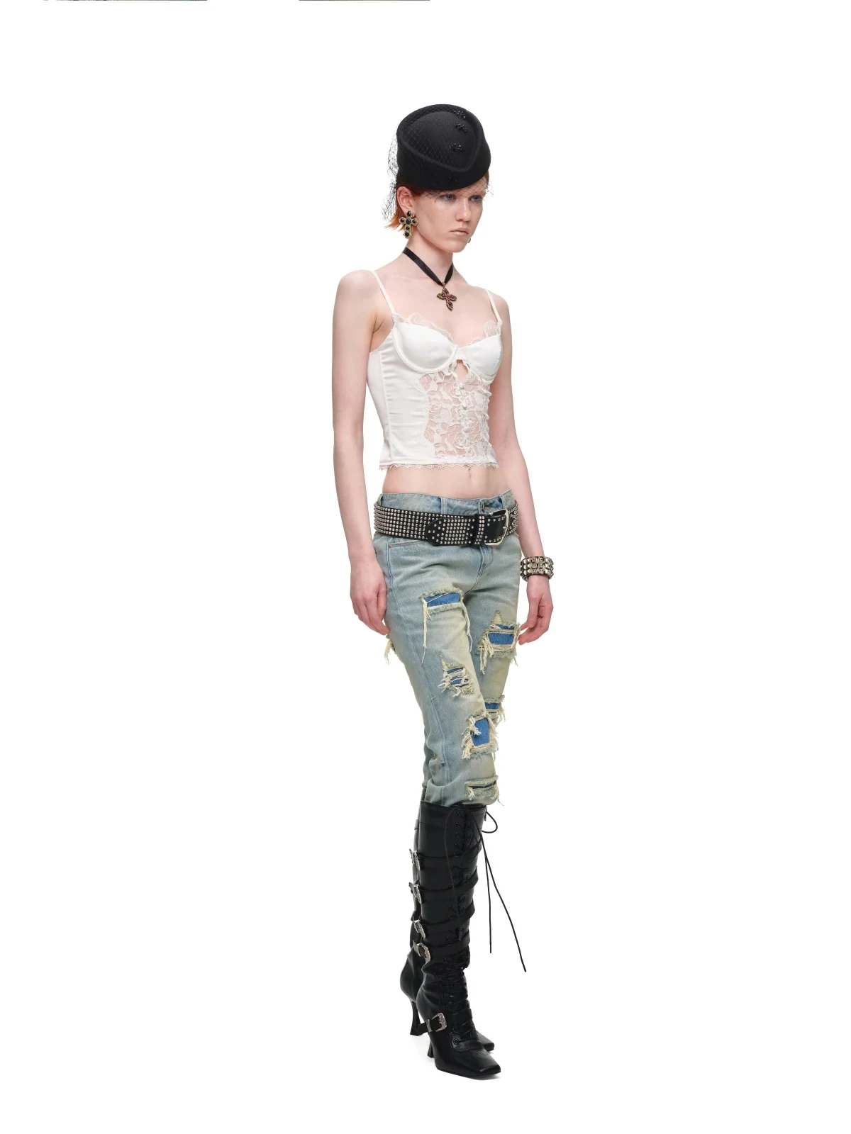 1Jinn Beaded Lace Satin Boned Corset Cami 15