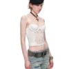 1Jinn Beaded Lace Satin Boned Corset Cami 17