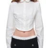 1Jinn Boucle Tweed Cropped Jacket Lace Trim Shorts 18