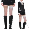 1Jinn Boucle Tweed Cropped Jacket Lace Trim Shorts 30