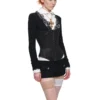 1Jinn Boucle Tweed Cropped Jacket Lace Trim Shorts 35