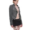 1Jinn Crackle Washed Cropped Biker Jacket 10