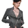 1Jinn Crackle Washed Cropped Biker Jacket 11