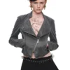 1Jinn Crackle Washed Cropped Biker Jacket 12