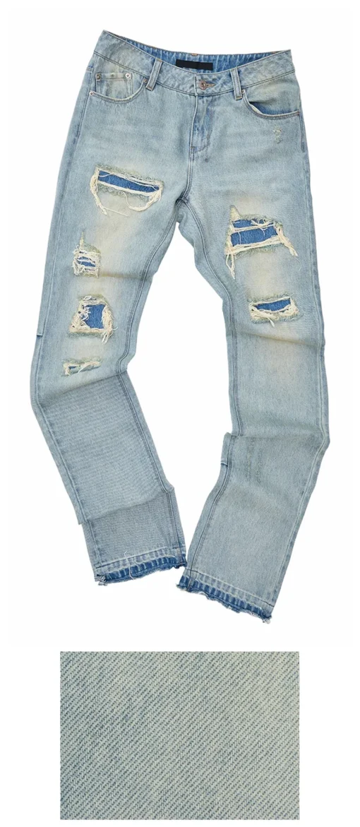 1Jinn Distressed Patchwork Straight Jeans 2