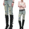 1Jinn Distressed Patchwork Straight Jeans 5