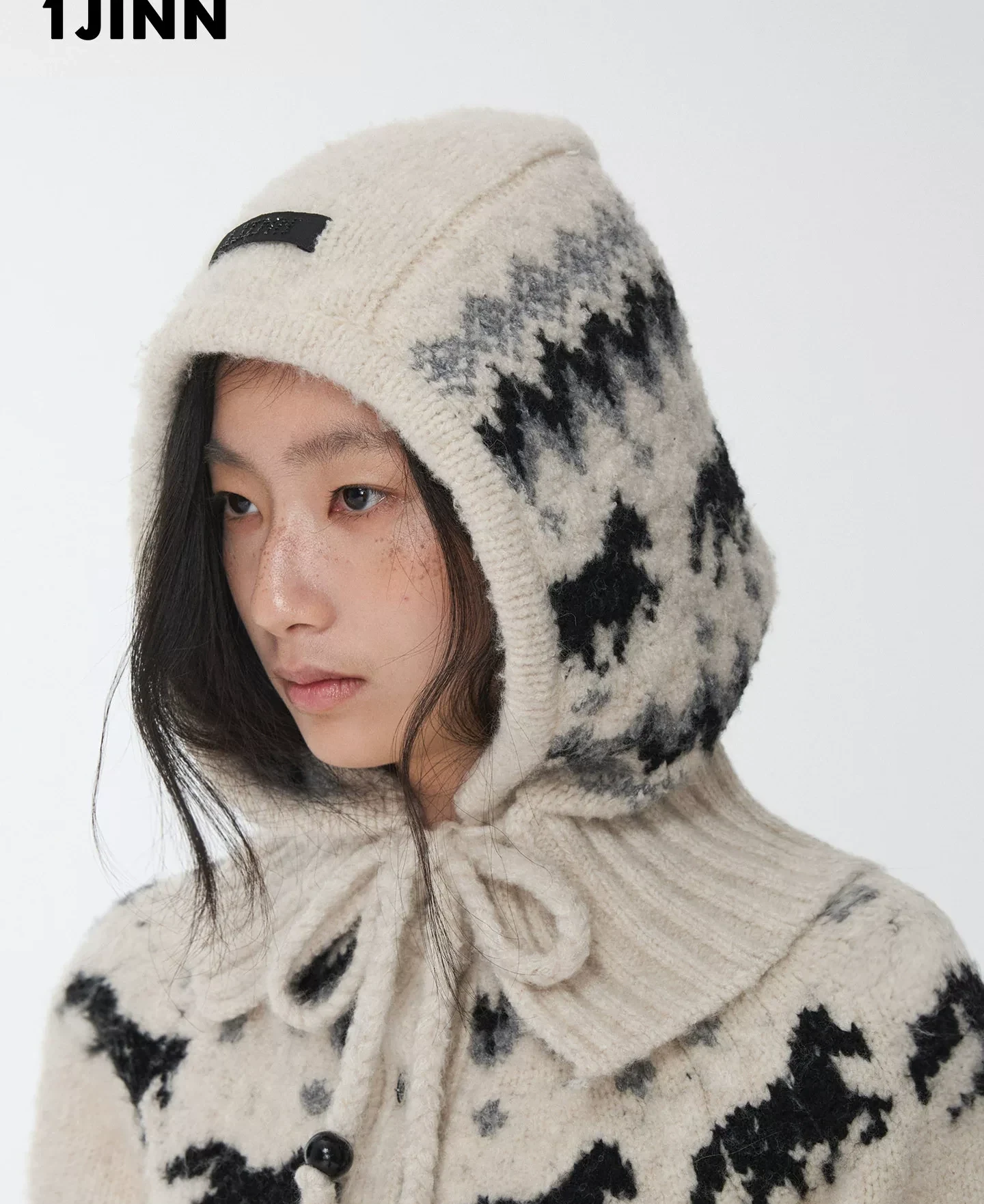 1Jinn Fair Isle Pony Jacquard Knit Hood 1