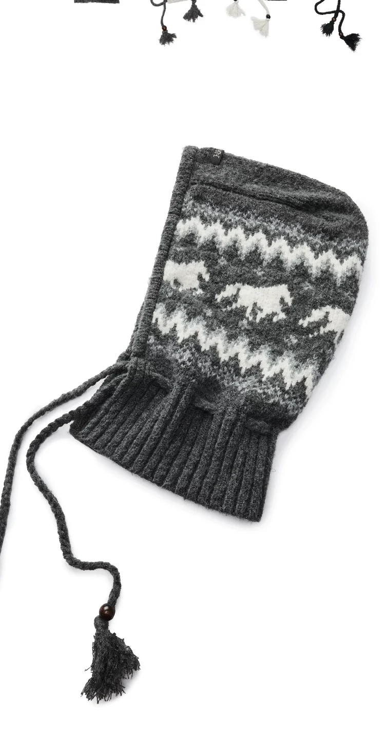 1Jinn Fair Isle Pony Jacquard Knit Hood 13