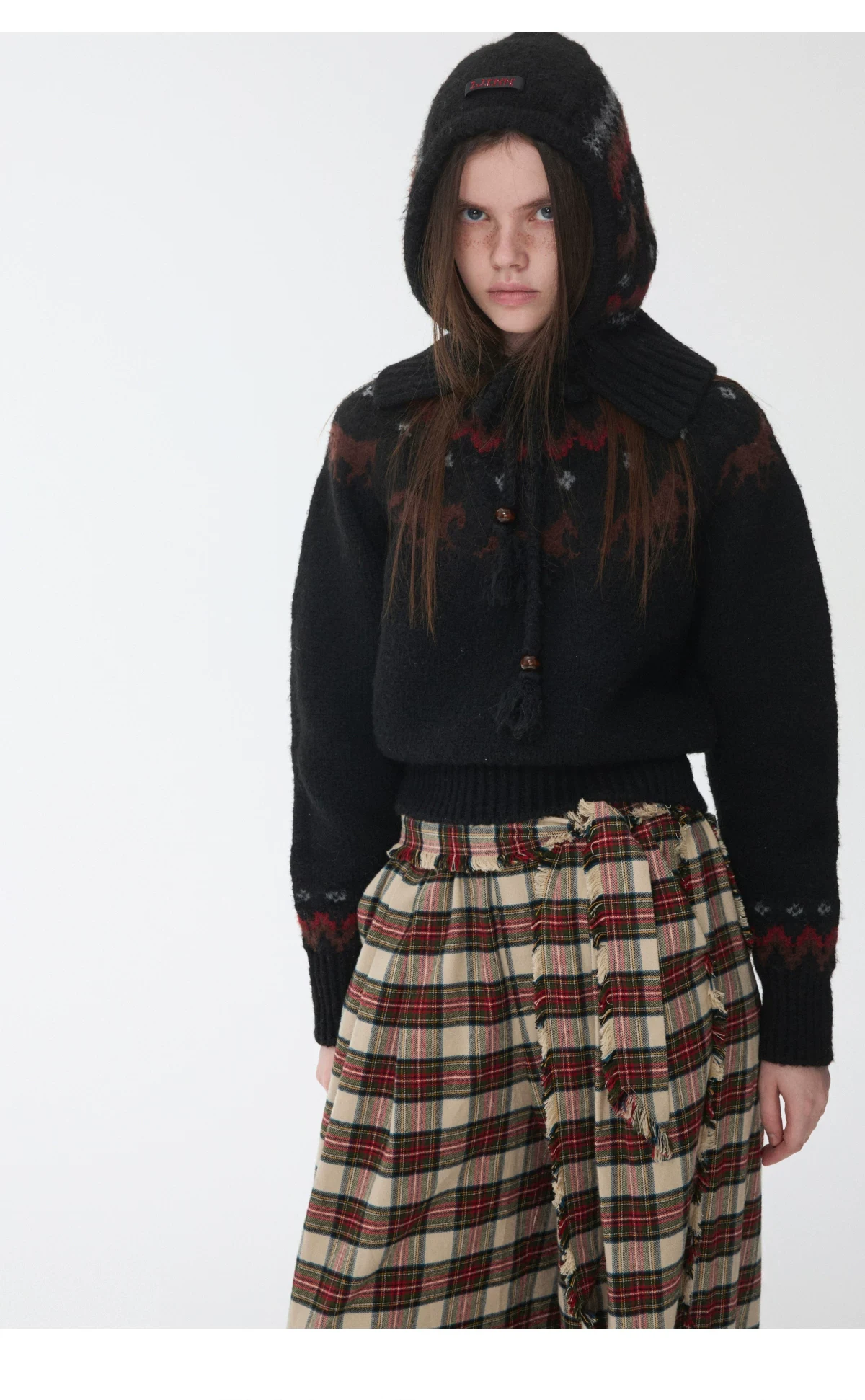 1Jinn Fair Isle Pony Jacquard Knit Hood 17