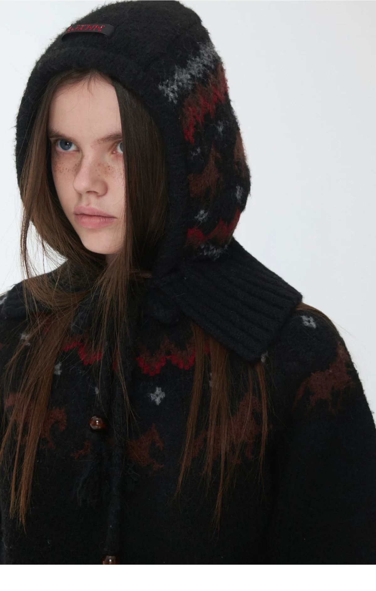 1Jinn Fair Isle Pony Jacquard Knit Hood 18