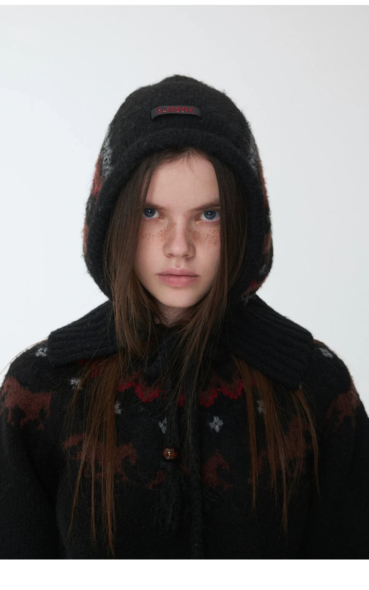 1Jinn Fair Isle Pony Jacquard Knit Hood 19
