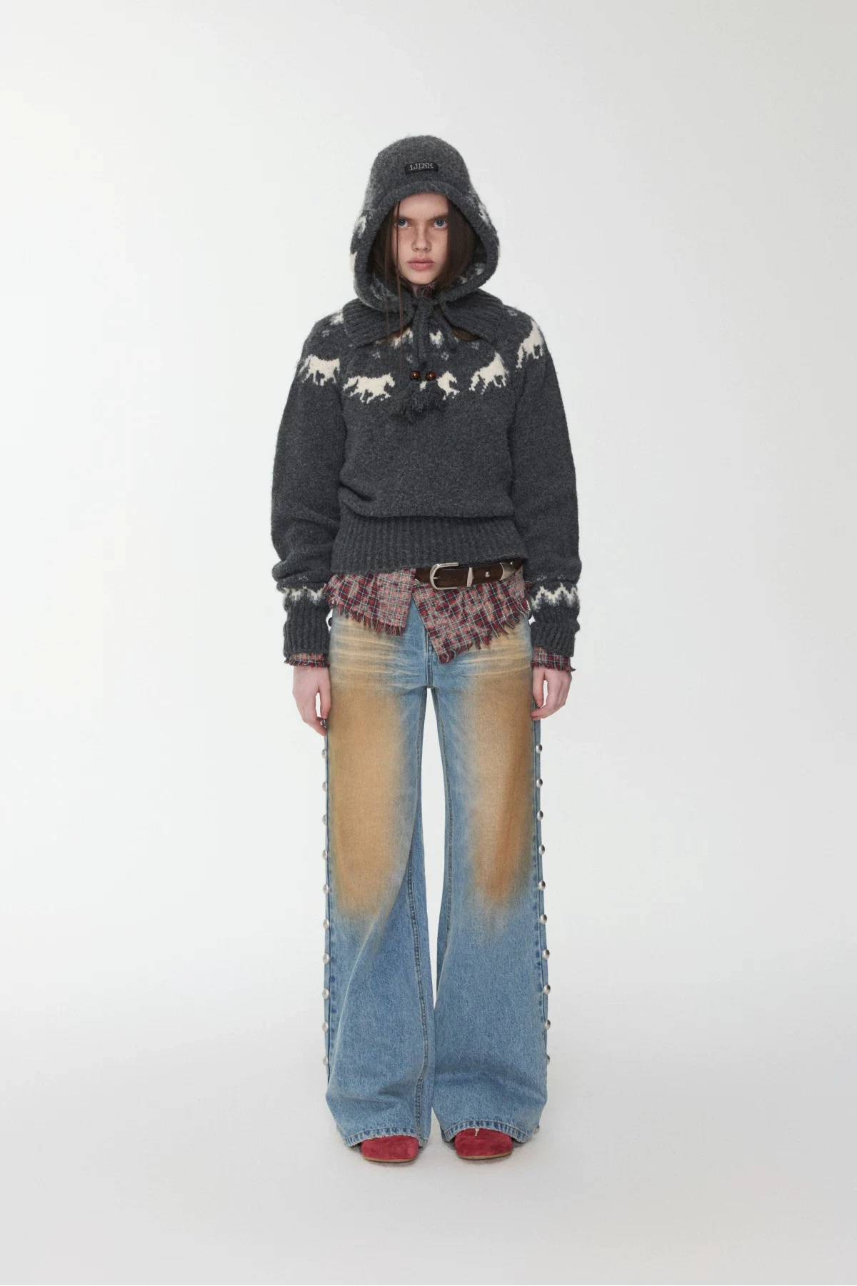 1Jinn Fair Isle Pony Jacquard Knit Hood 23