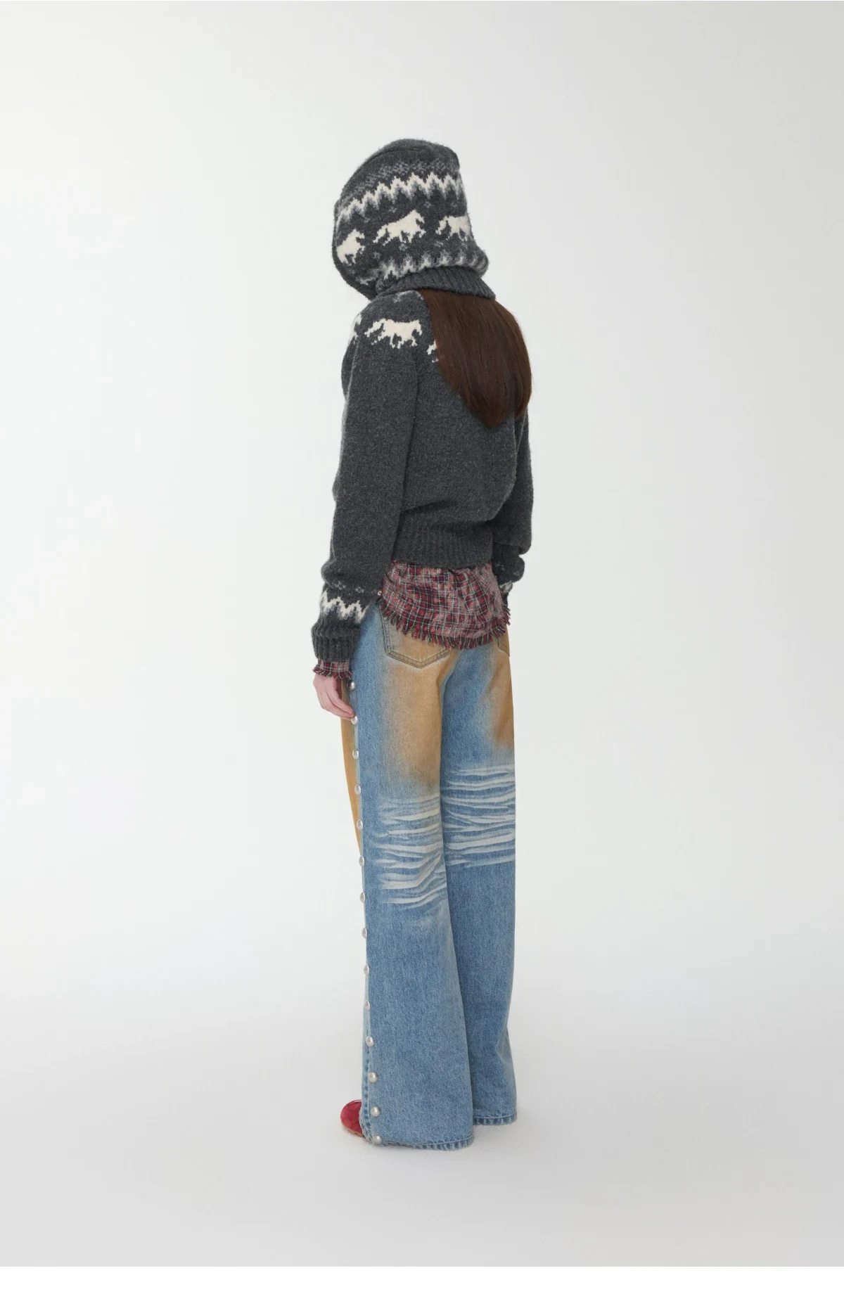 1Jinn Fair Isle Pony Jacquard Knit Hood 25