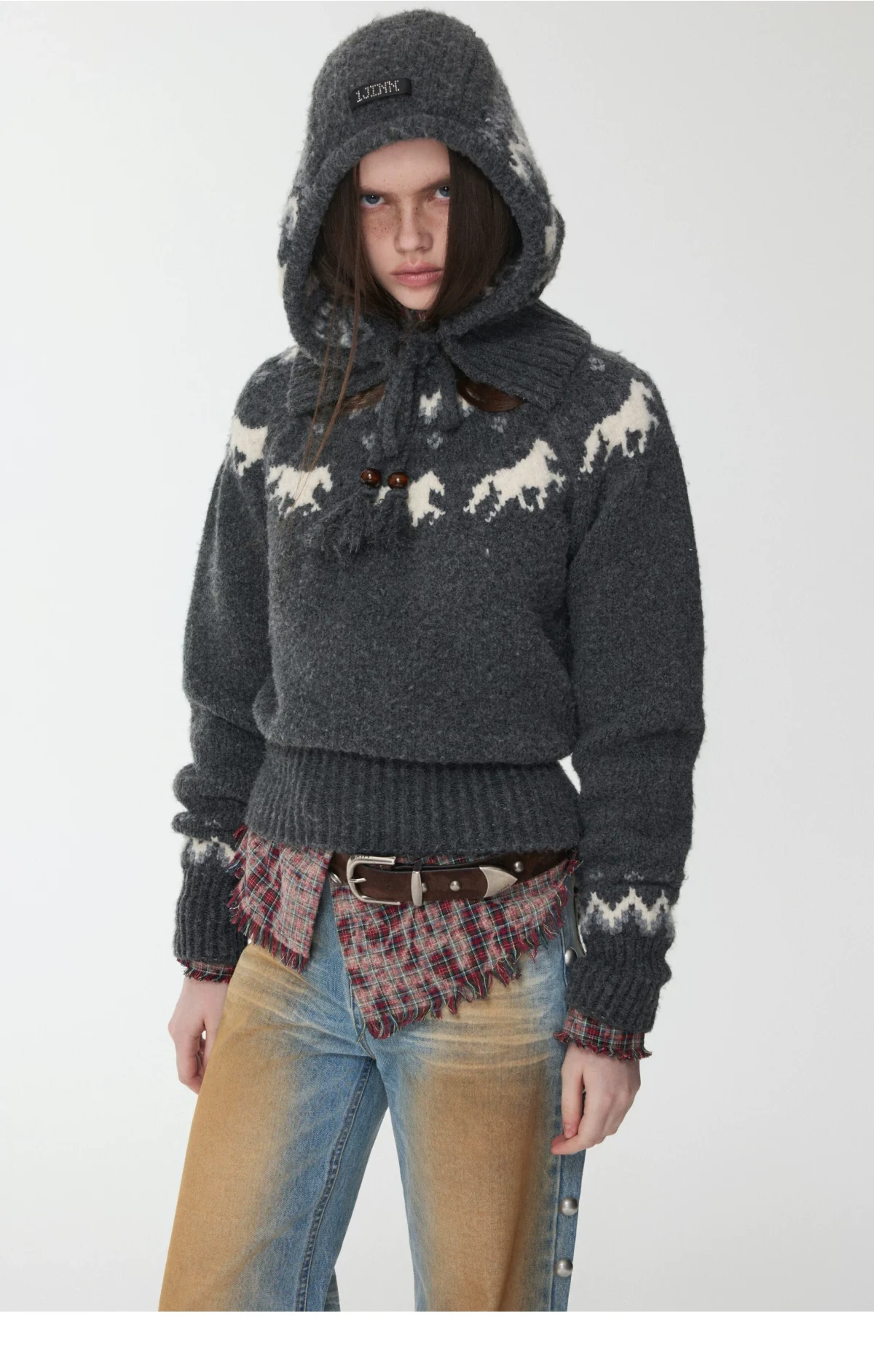1Jinn Fair Isle Pony Jacquard Knit Hood 27