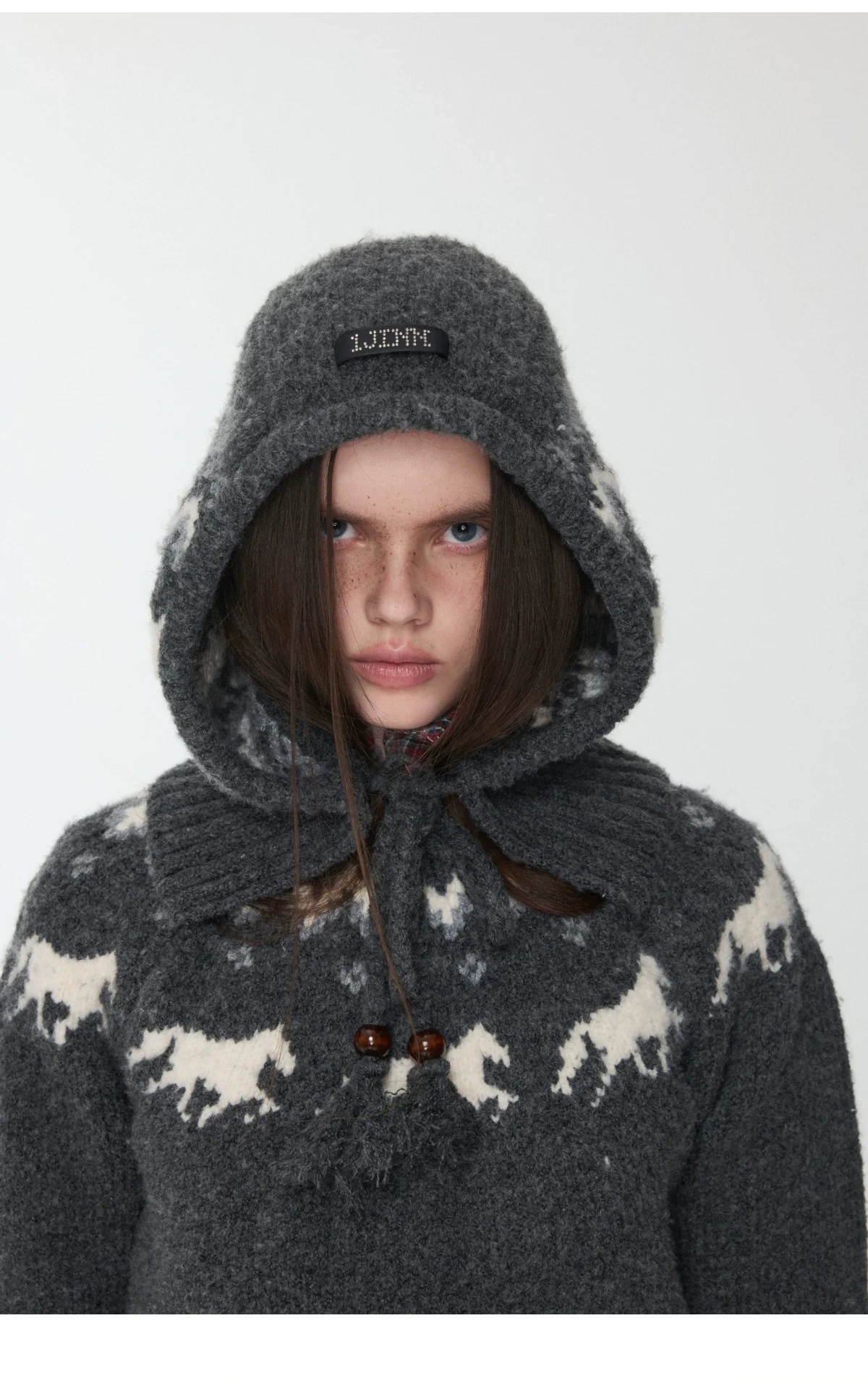 1Jinn Fair Isle Pony Jacquard Knit Hood 28