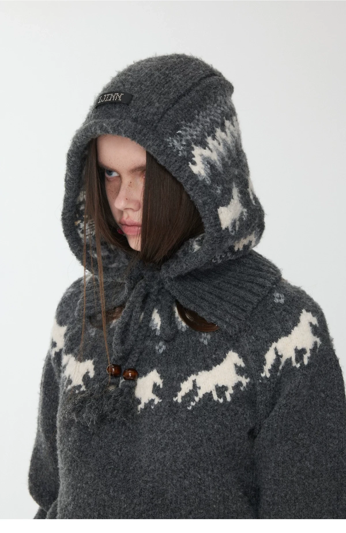 1Jinn Fair Isle Pony Jacquard Knit Hood 29