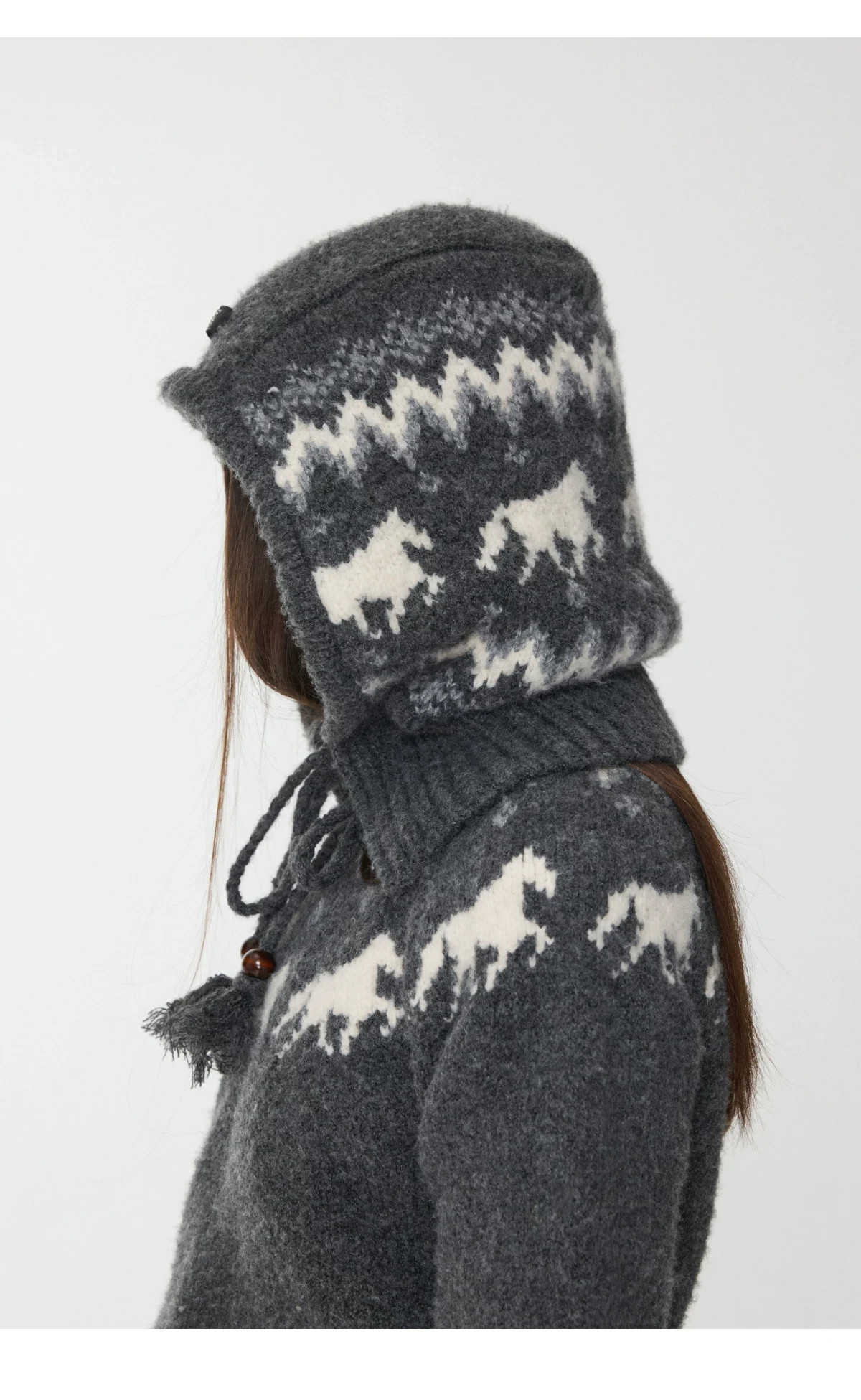 1Jinn Fair Isle Pony Jacquard Knit Hood 30