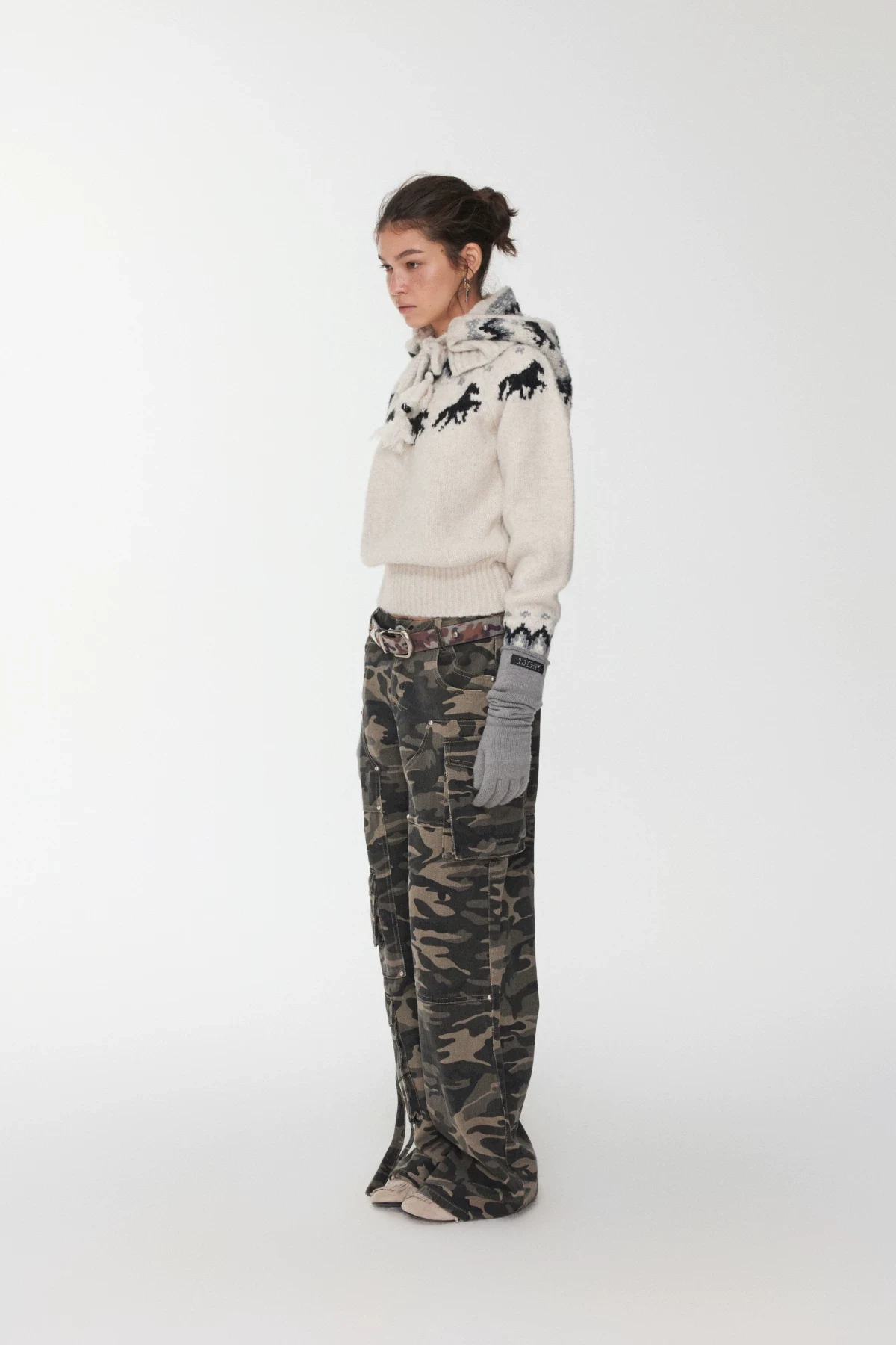 1Jinn Fair Isle Pony Jacquard Knit Hood 39