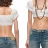 1Jinn Rose Jacquard Puff Sleeve Cropped Top 17
