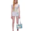 1Jinn Rose Jacquard Puff Sleeve Cropped Top 20