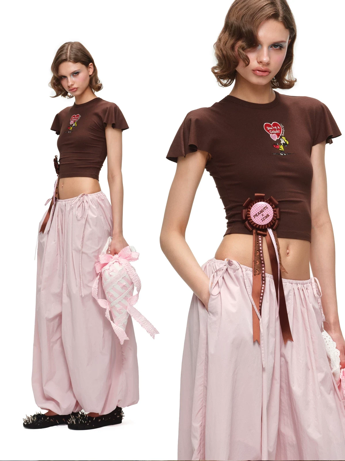 1jinn snoopy peanuts embroidered flutter sleeve tee 5