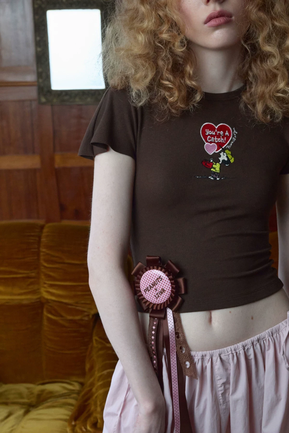 1jinn snoopy peanuts embroidered flutter sleeve tee 6