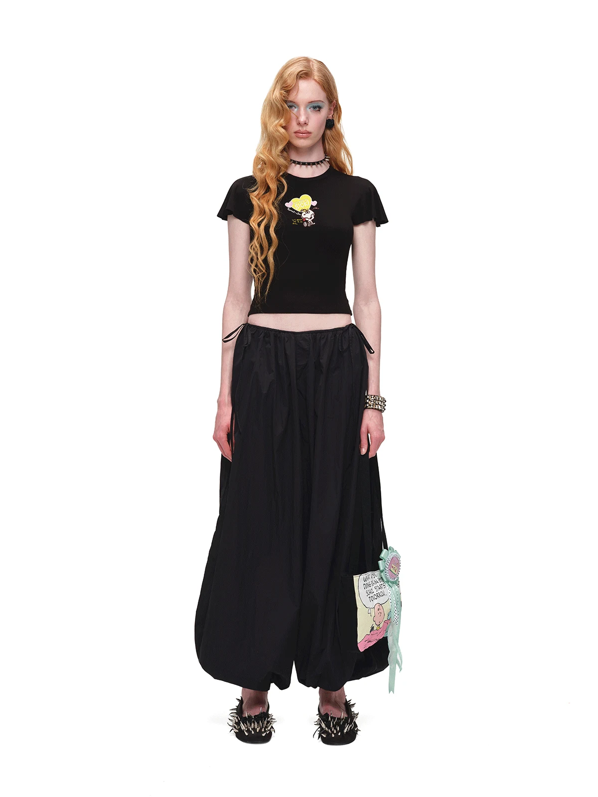1jinn snoopy peanuts embroidered flutter sleeve tee 8