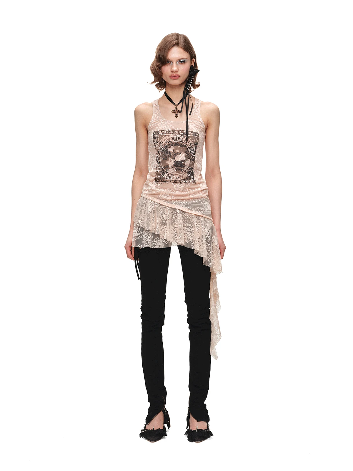 1jinn snoopy peanuts framed print lace cami dress 15