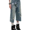 1Jinn X Snoopy Sticker Print Cropped Baggy Jeans 7