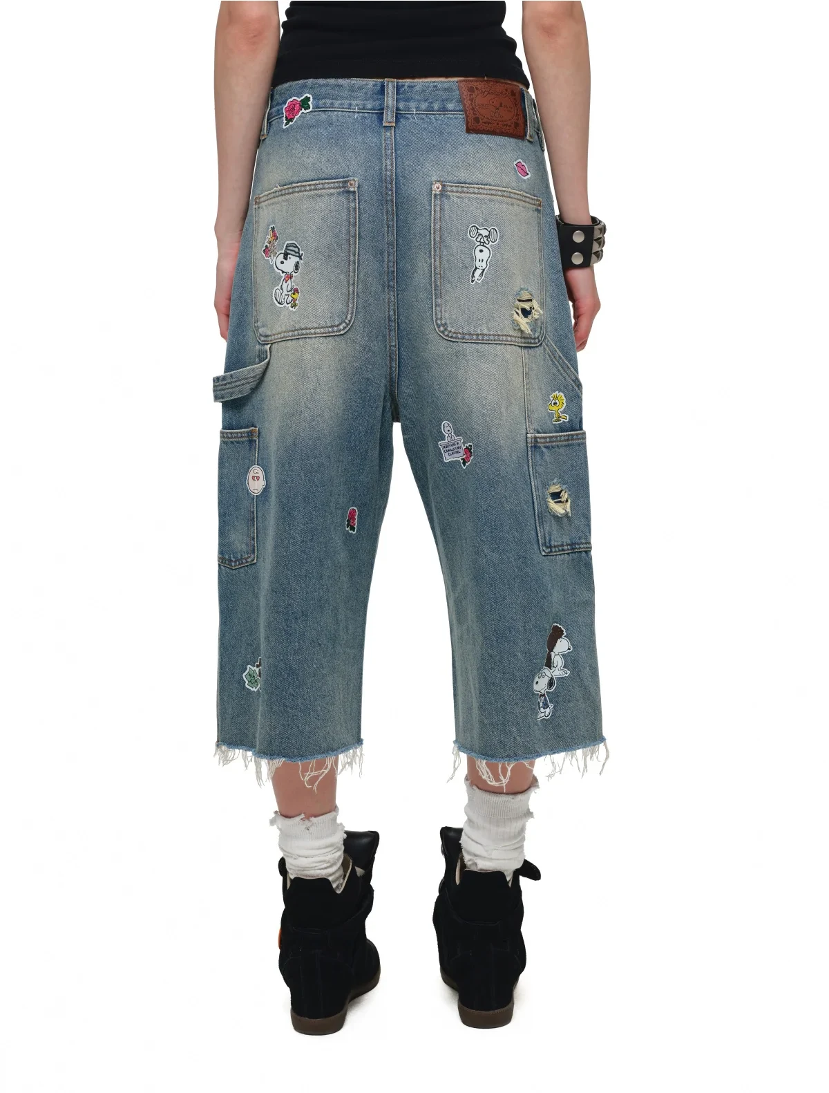 1Jinn X Snoopy Sticker Print Cropped Baggy Jeans 8