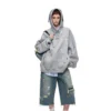 1Jinn X Snoopy Sticker Print Cropped Baggy Jeans 15