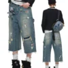 1Jinn X Snoopy Sticker Print Cropped Baggy Jeans 21