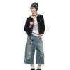 1Jinn X Snoopy Sticker Print Cropped Baggy Jeans 22