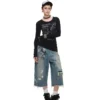 1Jinn X Snoopy Sticker Print Cropped Baggy Jeans 27