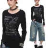 1Jinn X Snoopy Sticker Print Cropped Baggy Jeans 28